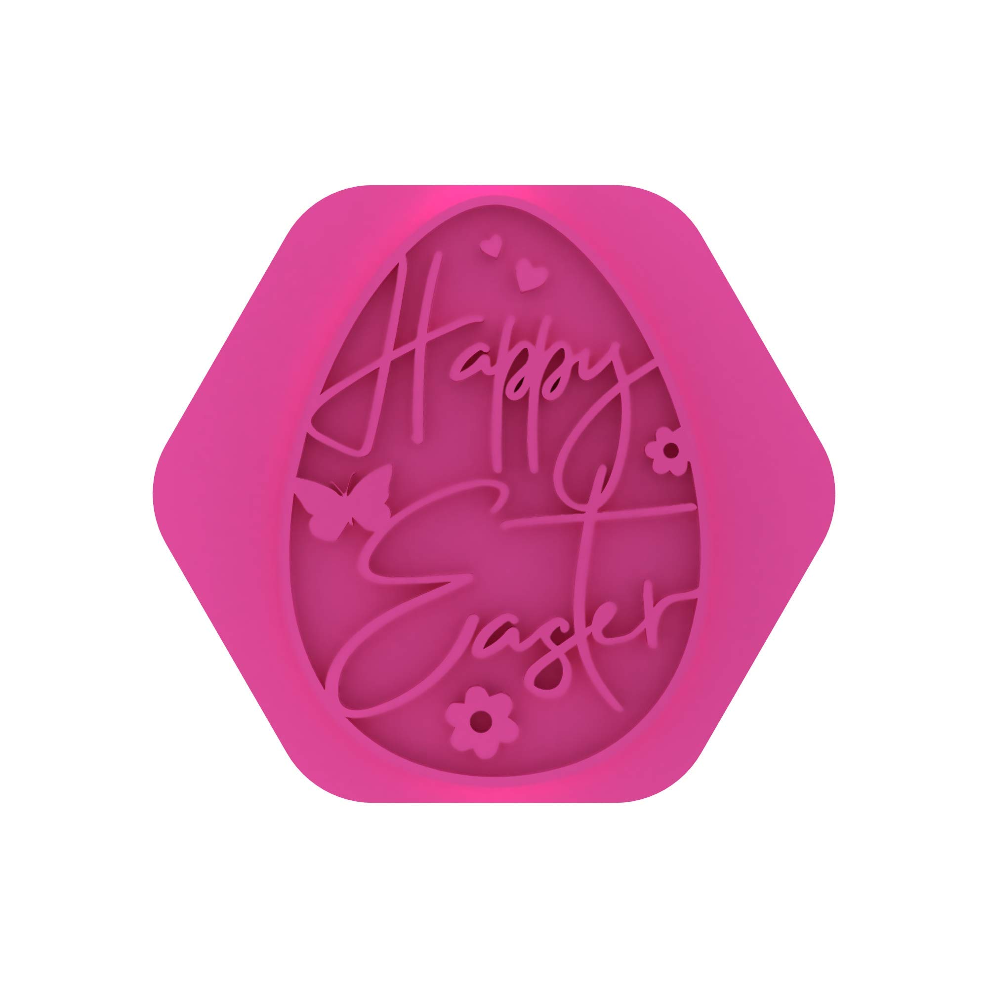 LissieLou Decorative Egg Cookie Stamp Happy Easter Icing Fondant Embosser - Light Pink