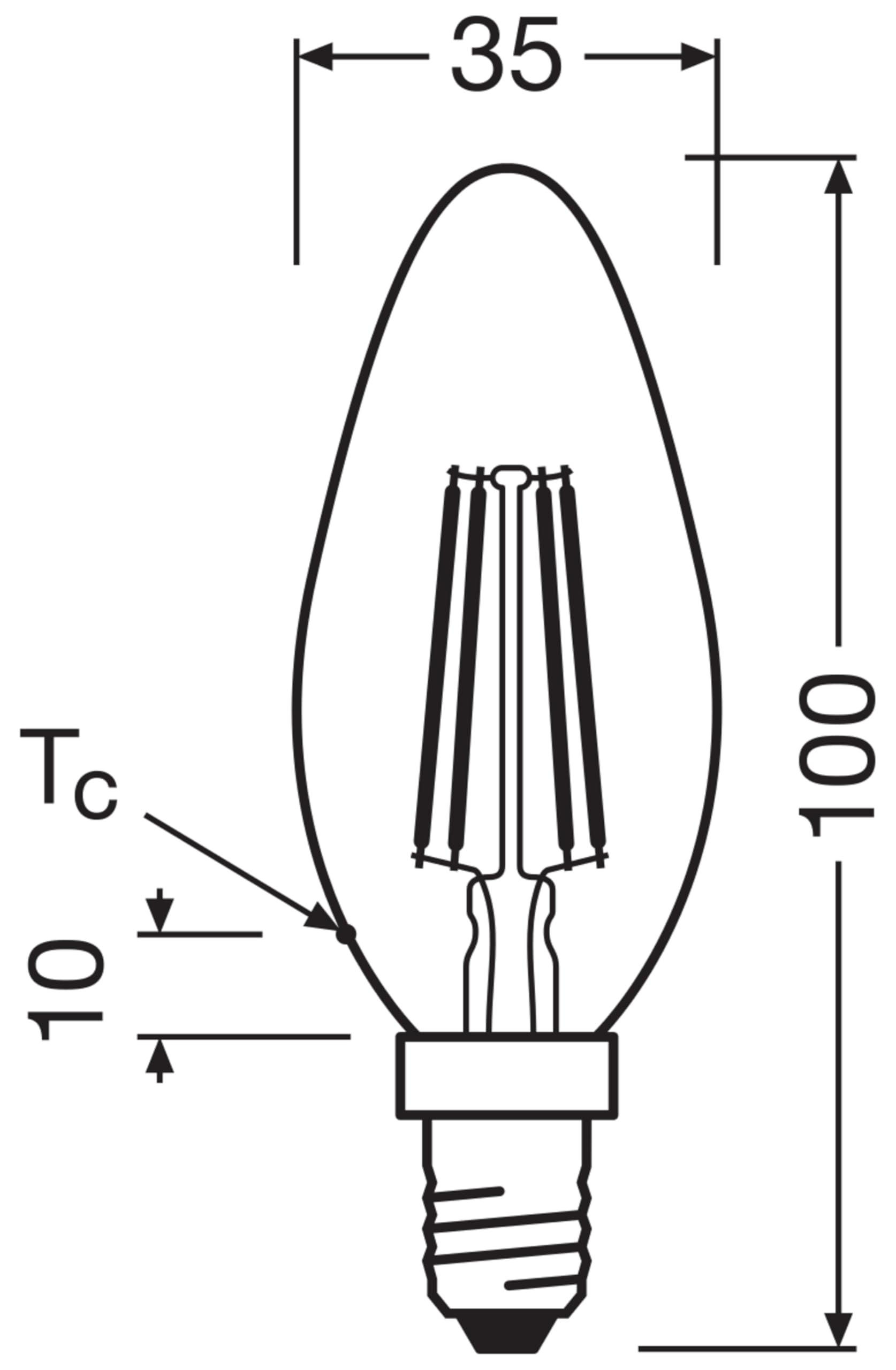 OSRAM Energy Class nella classica forma mini candela, 3,8 W / 806 lm, EEK A, luce bianca calda (2700 K), CRI 80, realizzata in vetro satinato senza piombo, attacco E14, IP20, diametro 35 mm.