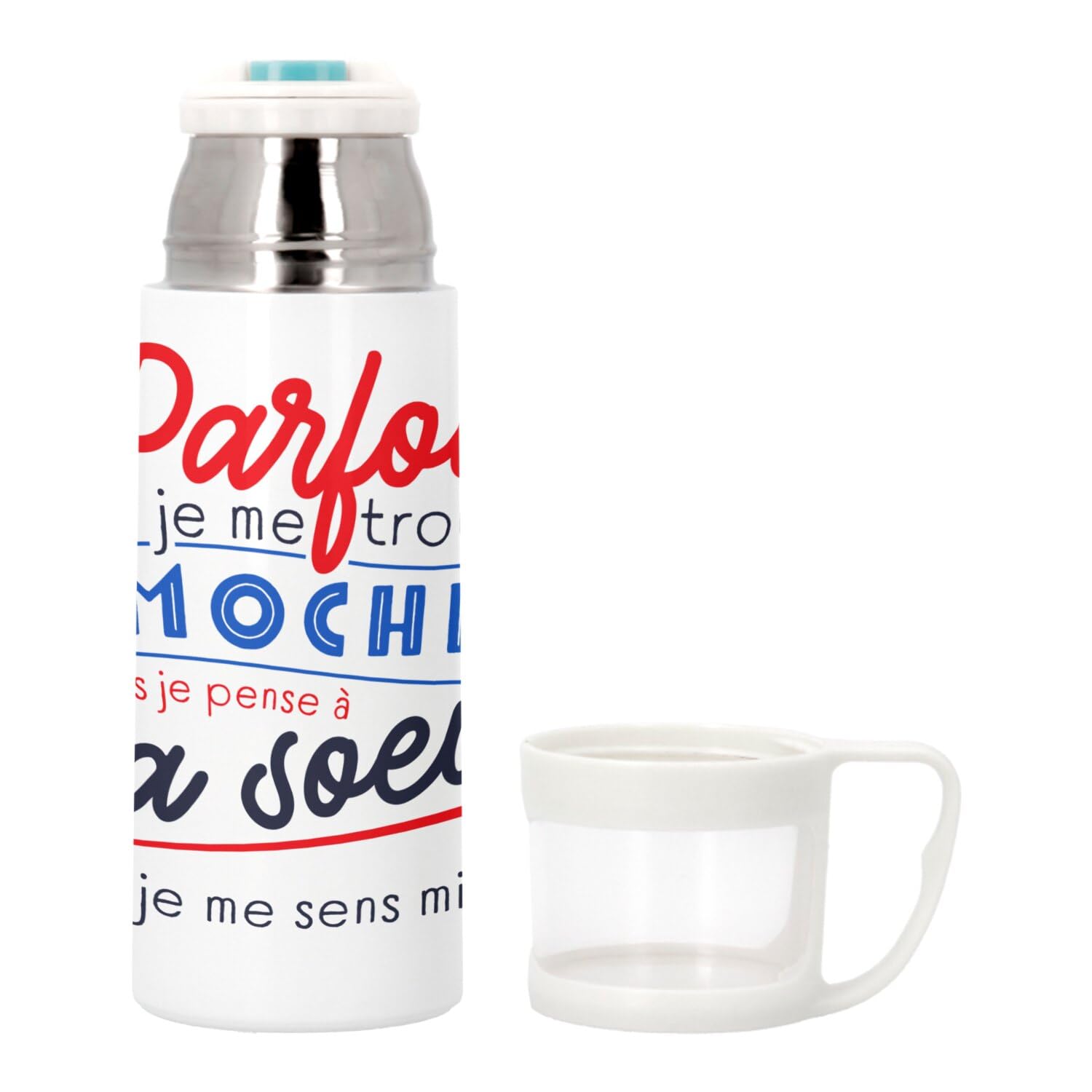FabulousStainless Steel Thermos with Built-In Cup – Parfois je me trouve Moche – Soeur – 350 ml – Insulated Bottle