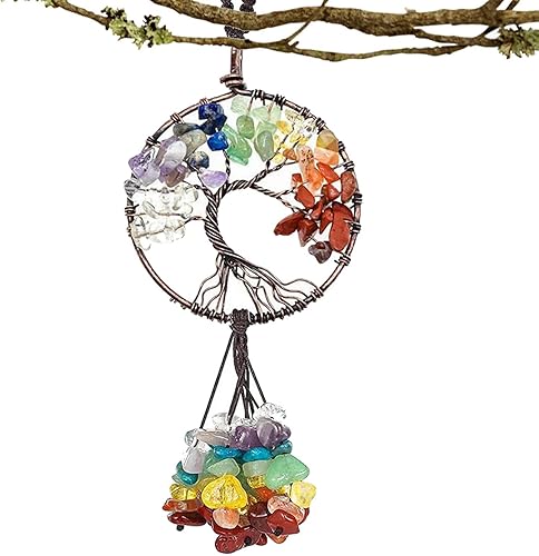 Miniatura 9 de Xuyuan Trees of Life Stones,7 s Stones Car Pendant Trees of Life Wall Decor  Wall Decor Car Hanging Accessories for Meditation Yoga