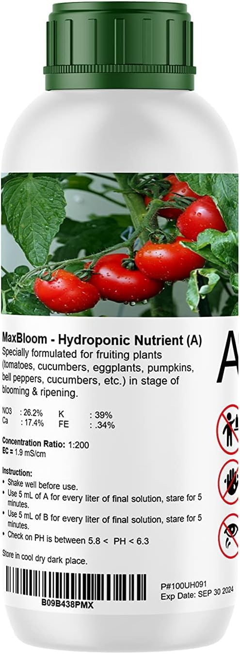 Mabloom Hydroponic Nutrient Solution A for all leaf plants seeding seedling and growing phase A 1000mL