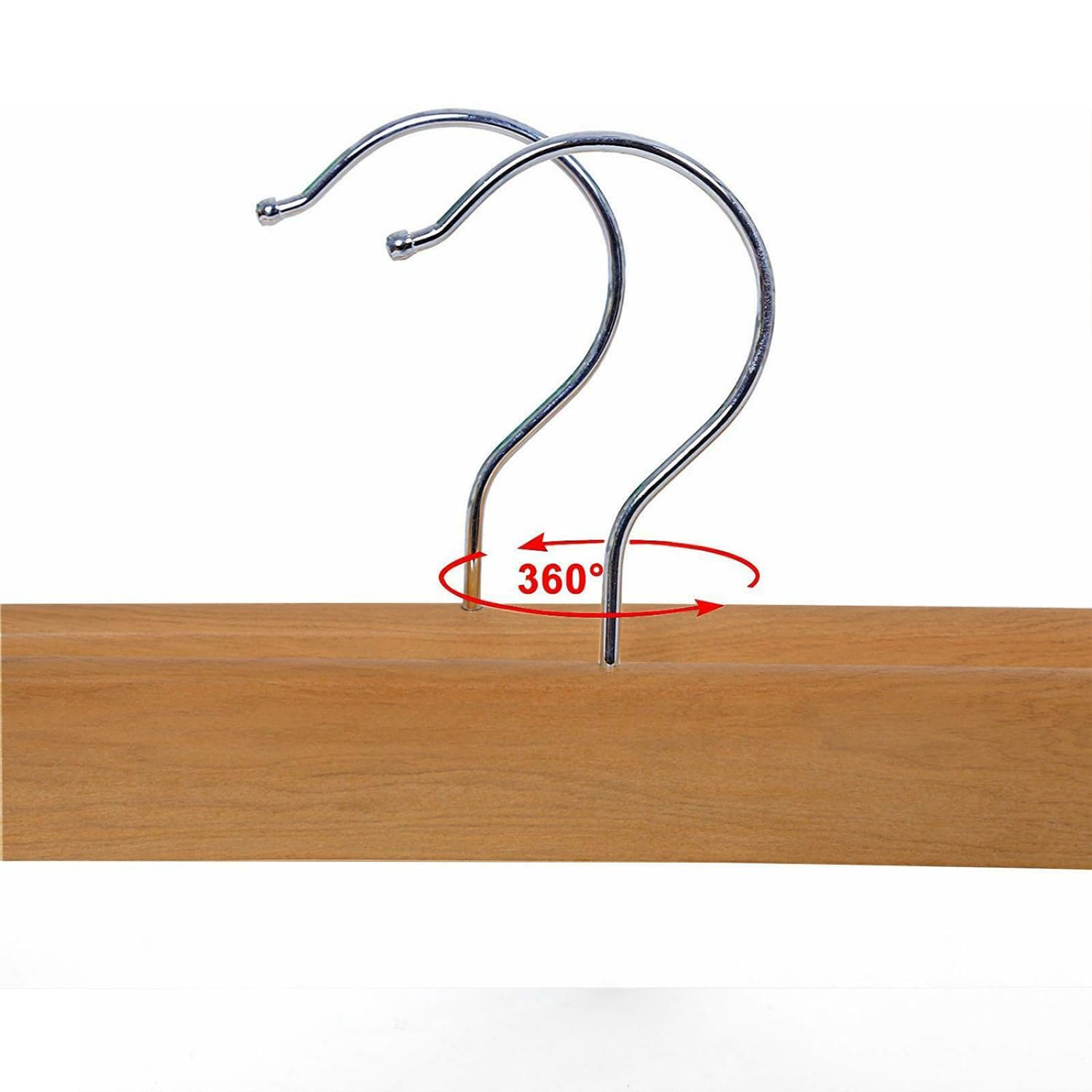 Percha de madera natural para pantalones con acabado brillante con ganchos ajustables de 360° y antiarrugas (natural, 30 unidades)