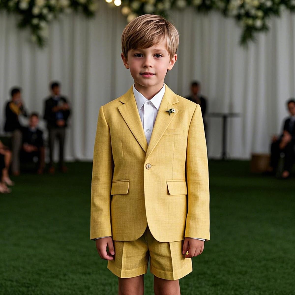 2-teiliges formelles Anzug-Set für Jungen, für Hochzeit, Kinder, Jungen, Leinenanzug-Set für Kinder, Blazer, kurze Hosen