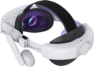 KIWI design Comfort Battery Audio Head Strap 6400mAh Compatible with Quest 2 Accessories, AIO All-in-one Headphone Elite Strap Battery Pack Replacement, White and Black