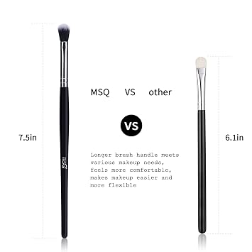 MSQ Eye Makeup Brushes 12pcs Eyeshadow Makeup Brushes Set with Soft Synthetic Hairs & Real Longer Wood Handle for Eyeshadow, Eyelash,Eyebrow, Eyeliner, Blending, Conclear(Black)