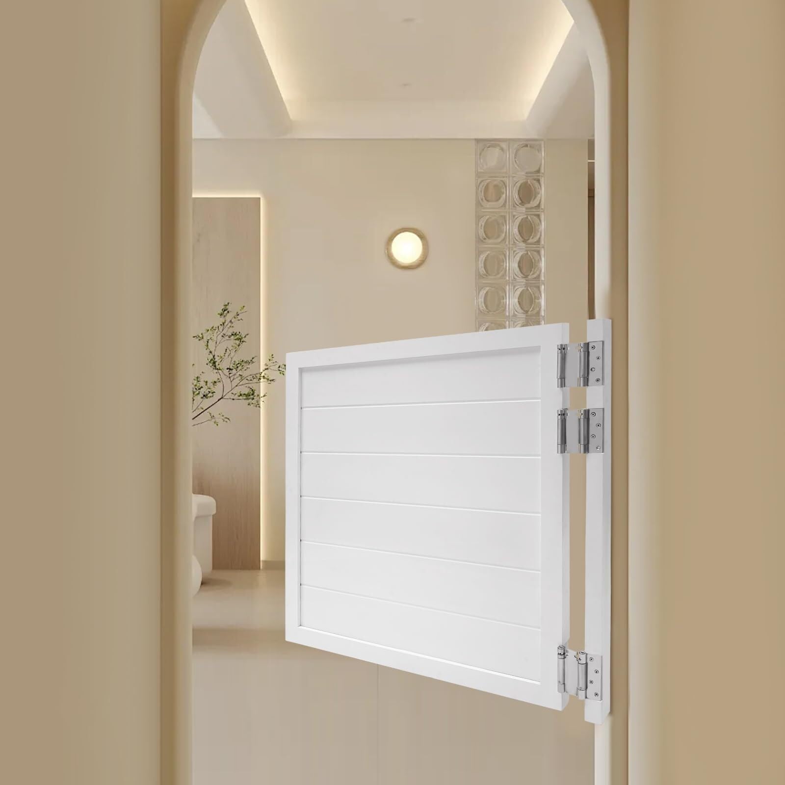 Porte a battente for bar, porte a battente con divisorio interno in legno for saloon con 3 cerniere for ingresso, cucina, negozio, pub, veranda(35.4 * 35.4in-White)