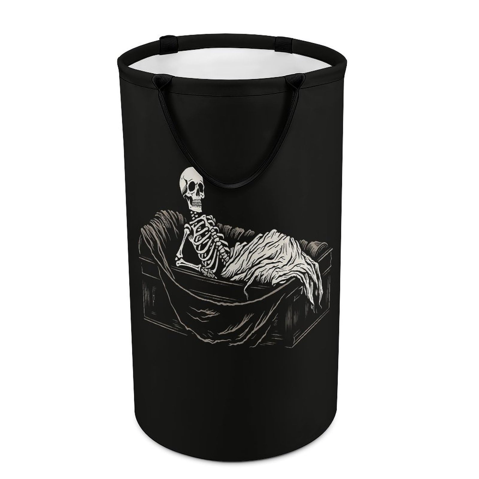 Adfgyerh Style Skeleton In The Coffin Laundry Basket ，Foldable Waterproof Model ，Laundry Hamper ，Handles On Both Sides Easy To Move ，Storage Basket For Bedroom, Bathroom, Dorm, Laundry Room.