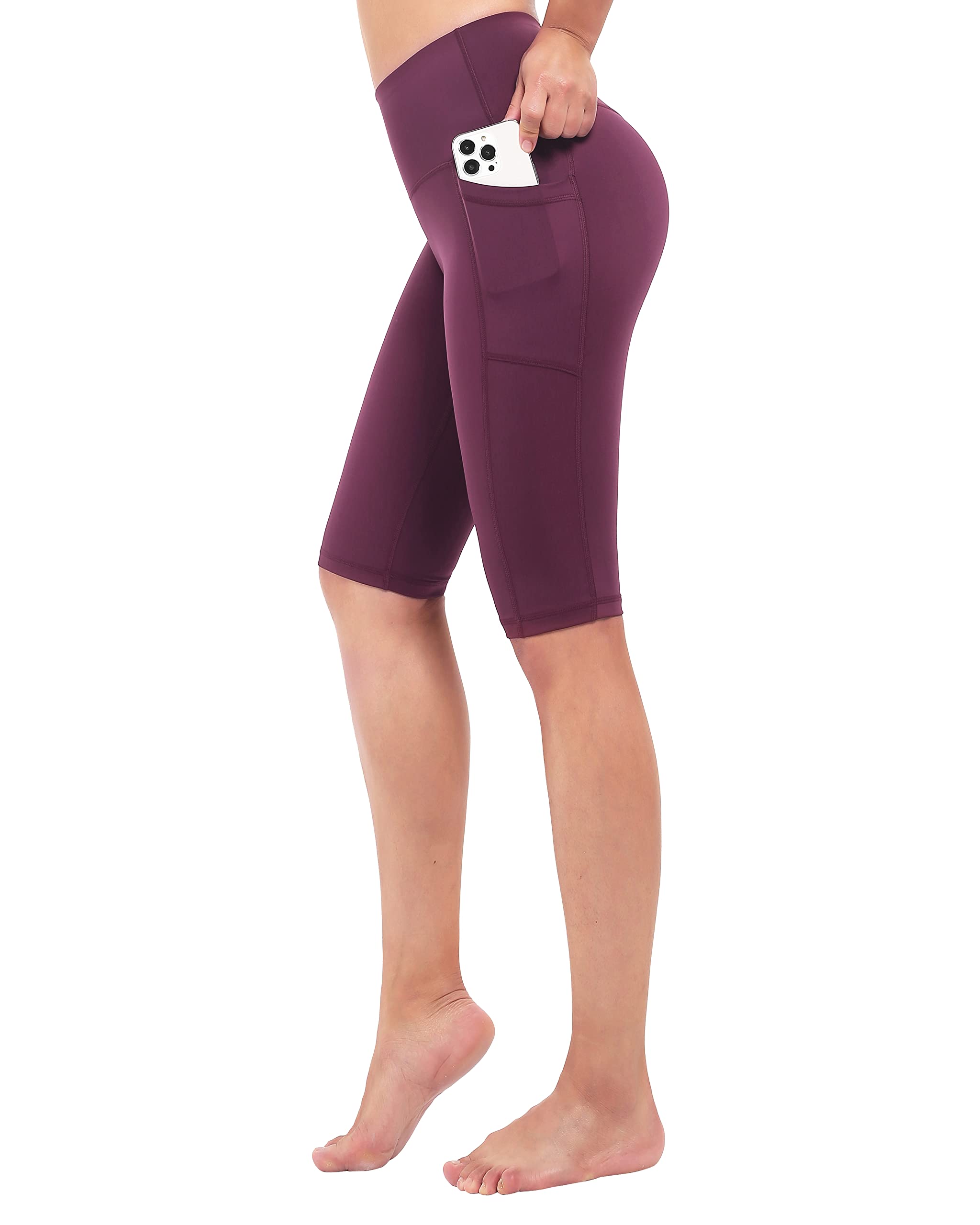 Zinmore Womens Knee Length Tights Yoga Shorts Workout Pants Running Leggings with Pockets