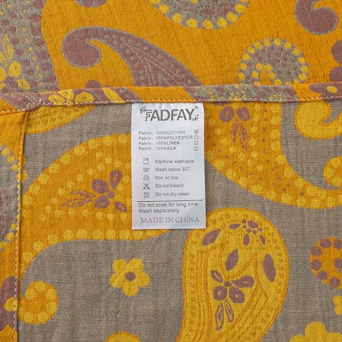 Image of FADFAY Paisley Sheets Set King Vintage Yellow Grey Floral Bedding Shabby Farmhouse Bedding Super Soft Washed Double -Layer Muslin Sheets Luxury 100% Cotton Deep Pocket Fitted Sheet 4Pcs, King Size