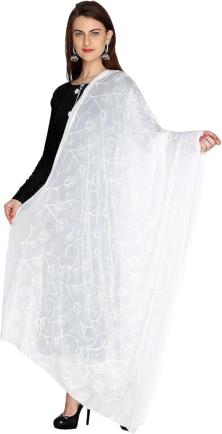 Woman's Embroidered Soft Chiffon Chunni,Dupatta, Stole