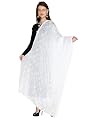 DUPATTA BAZAAR Women's White Embroidered Chiffon Dupatta