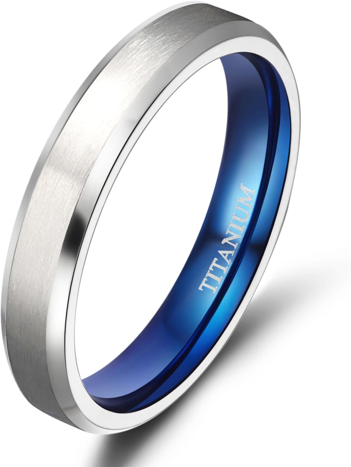 TIGRADETitanium Rings 4MM 6MM 8MM 10MM Band in Comfort Fit Matte for Men Women (Blue 4mm, 12)