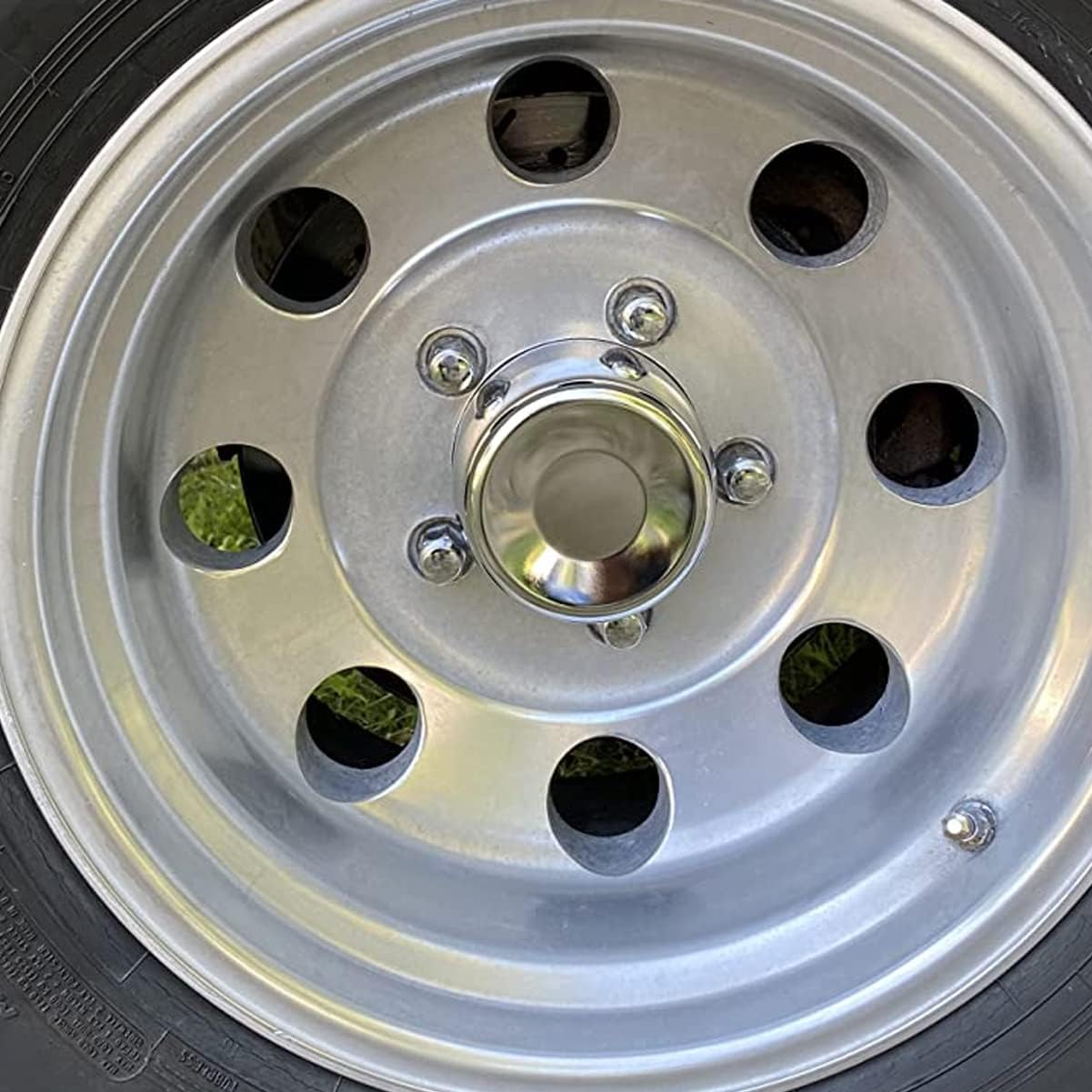 4 Pack Chrome Steel Center Caps Push Thru for Trailer Wheel Rims 4.25" Center Bore