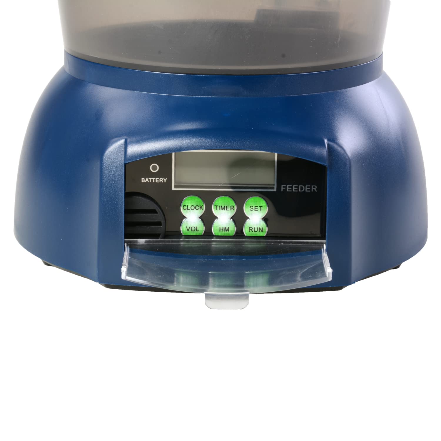 AquaForte Alimentador automático de peces de 5 litros con baterías de 1,5 V y transformador de 12 V, 6 comidas diarias, tiempo y cantidad de alimentación ajustables, pantalla LED, cable de 5 m