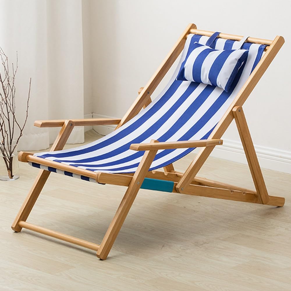 Chaise de plage pliante bleue idéale pour terrasse et piscine