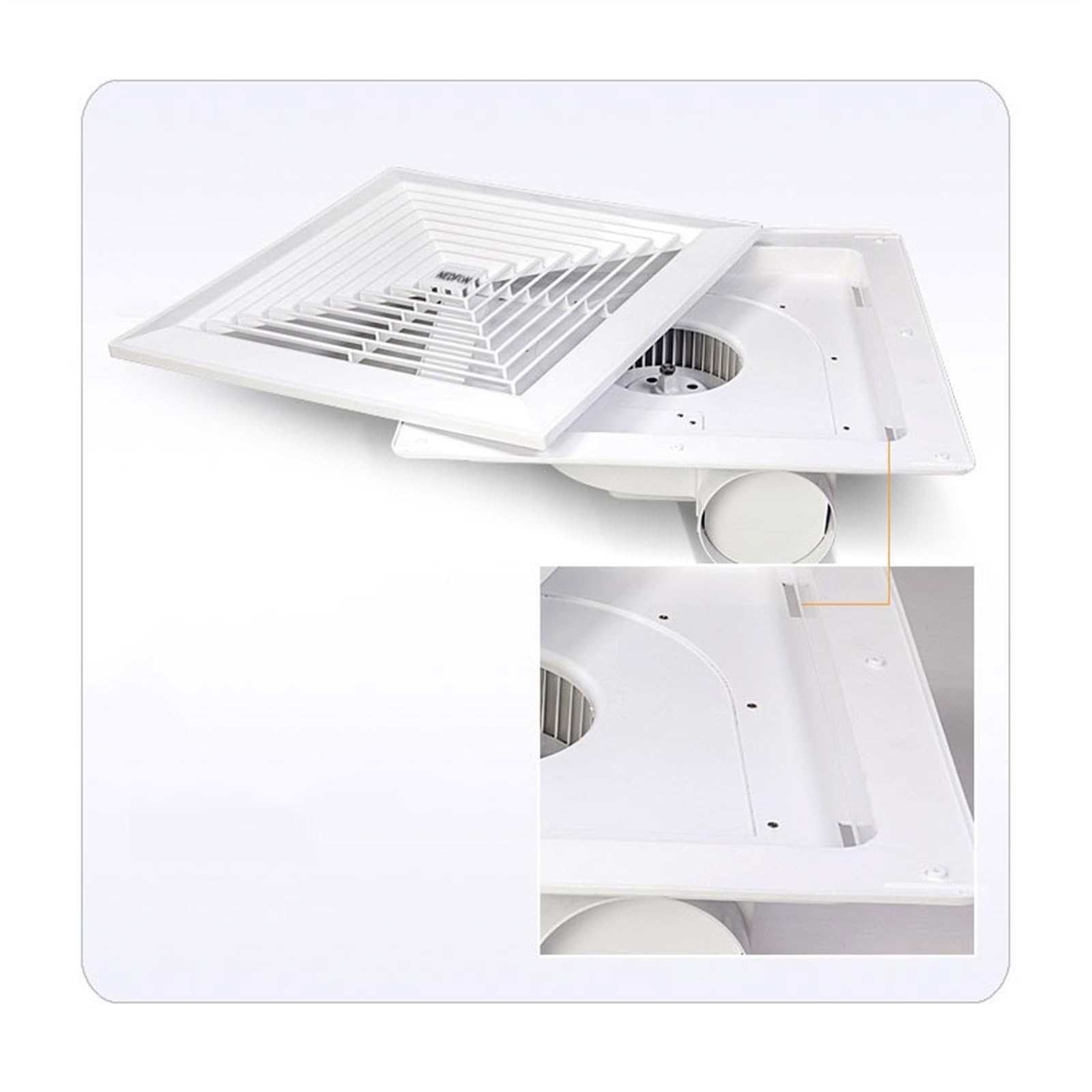 Estrattore Aria Ventilatore di scarico 60x60 cm Montato a soffitto Soffitto silenzioso Potente ventilatore di scarico Ventilatore for ufficio commerciale Anti riflusso Ventola Aspirazione