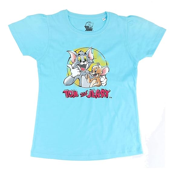 Tom and Jerry Girl's Character Print Regular Fit Tshirt