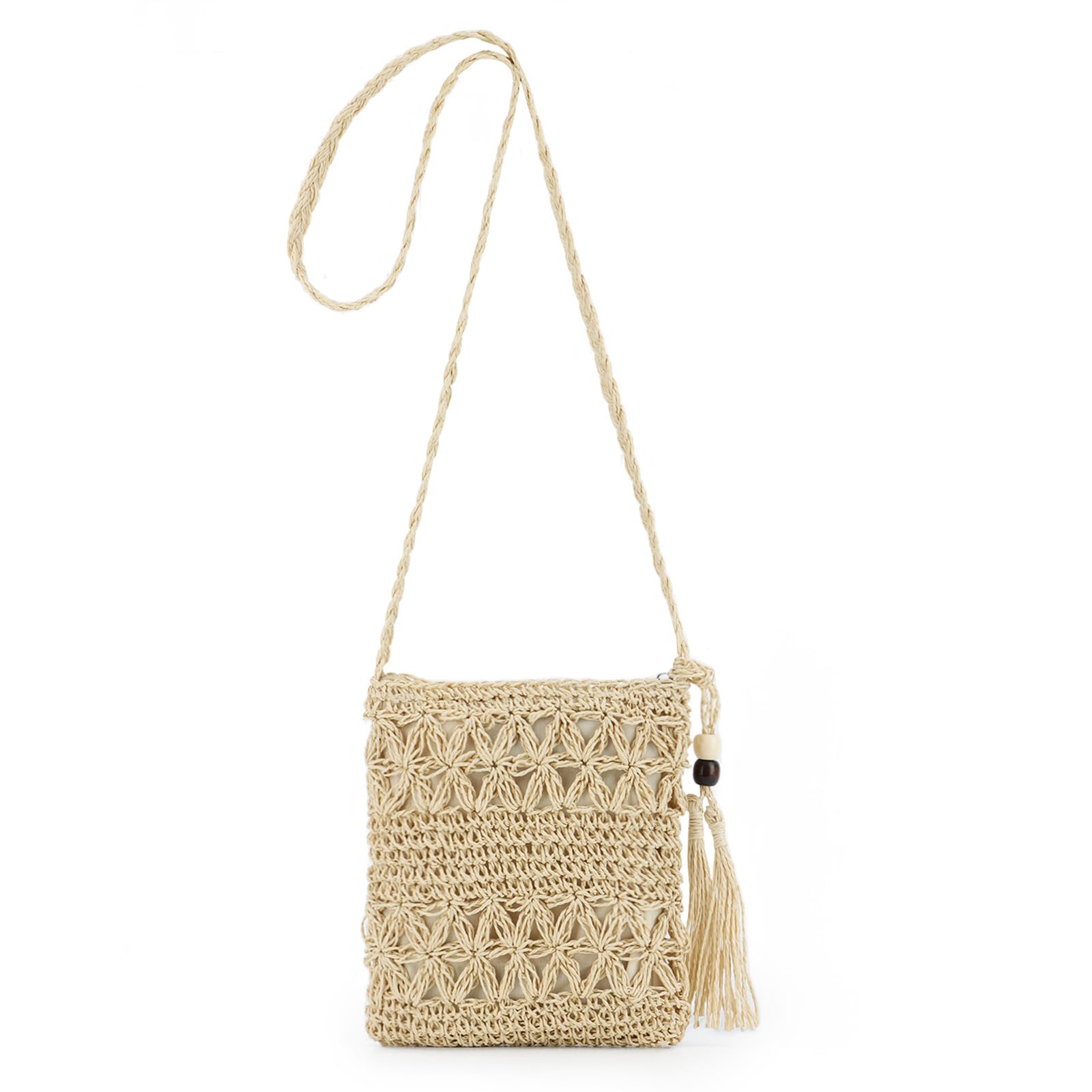 Jywmsc Bolso de Hombro Pequeño de Paja, Bolso de Playa de Verano para Mujer, Bolso de Paja Tejido, Bolsos Cruzados para Vacaciones en La Playa