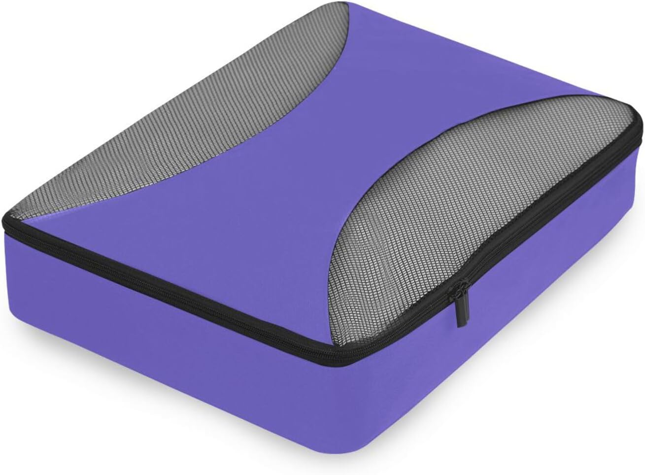Slate Blue Solid Color Pure Plain Purple 4 Pcs set organizer bags set Mesh Travel Essentials expandable cubes for packing