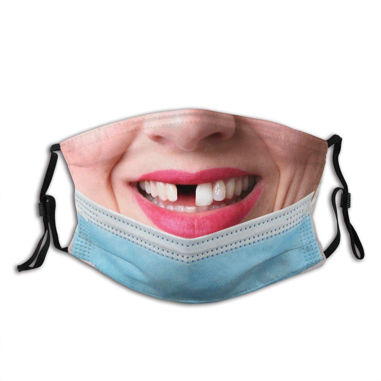 Funny Mustache Beard Mouth Teeth Face Mask for Adults Face Balaclava Reusable with 2 Filter for Men Women
