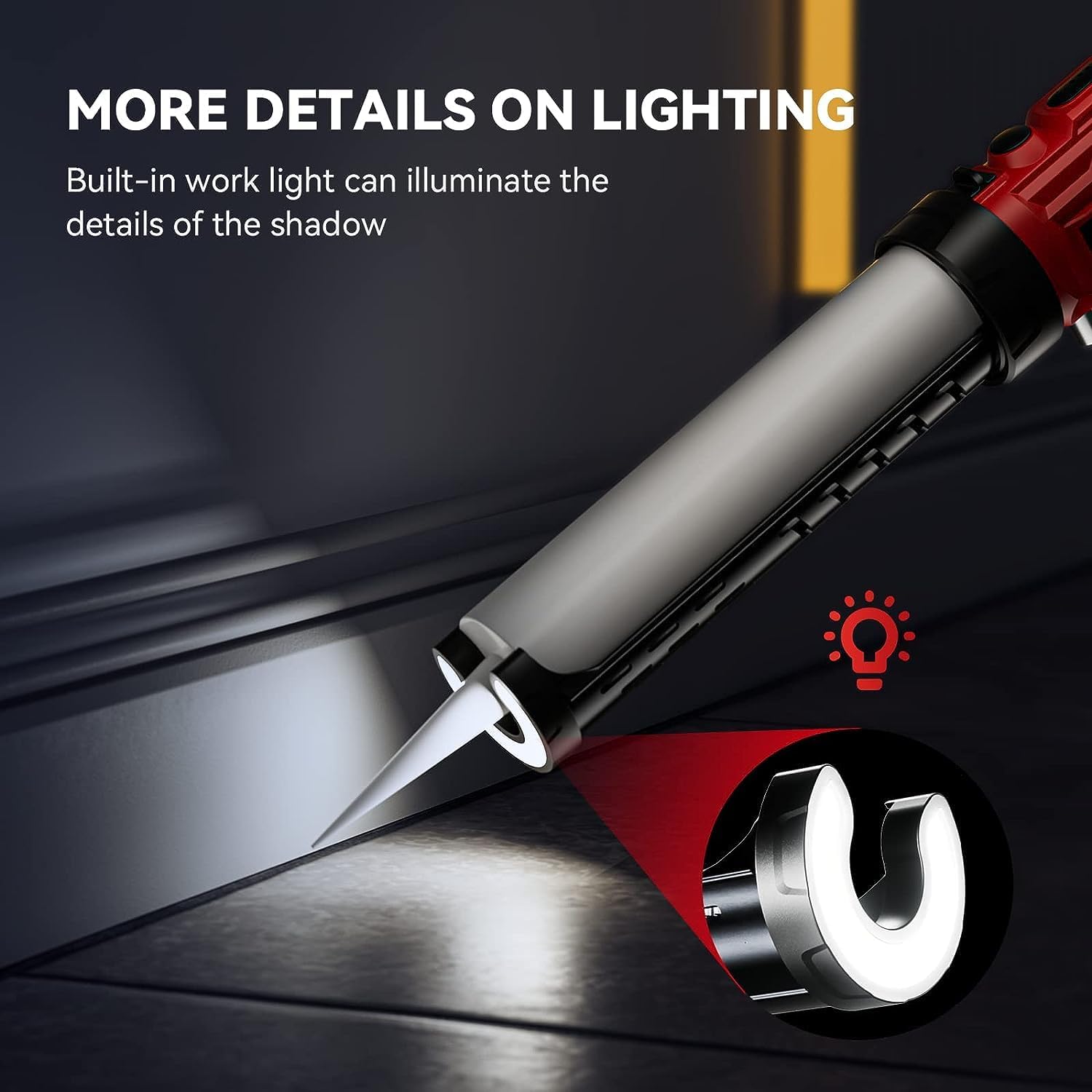 Pistolet Silicone Électrique 18V,Pistolet à Cartouche Electrique 1500mah,Pistolet Silicone Avec Led,4 Vitesses Réglables,Pompe a Silicone 300Ml Sceller,Anti-Goutte,Pour Étanchéité (1 Batterie)