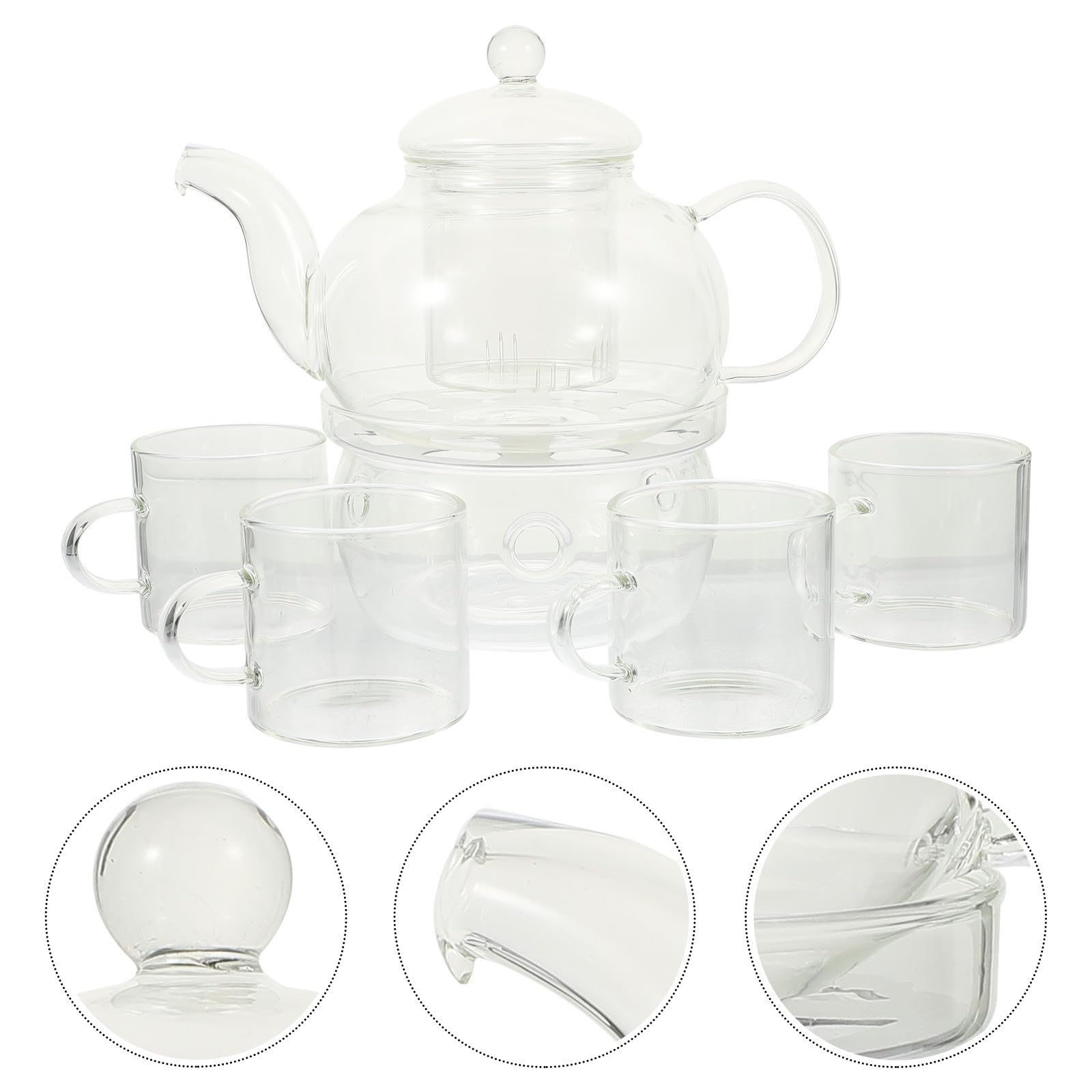 Hitzebeständiges Inkl Stövchen und Kerzenhalter Teeservice aus Glas mit Teekanne und Tassen Elegantes Kung Fu Teeset für Entspannte Teemomente Zuhause
