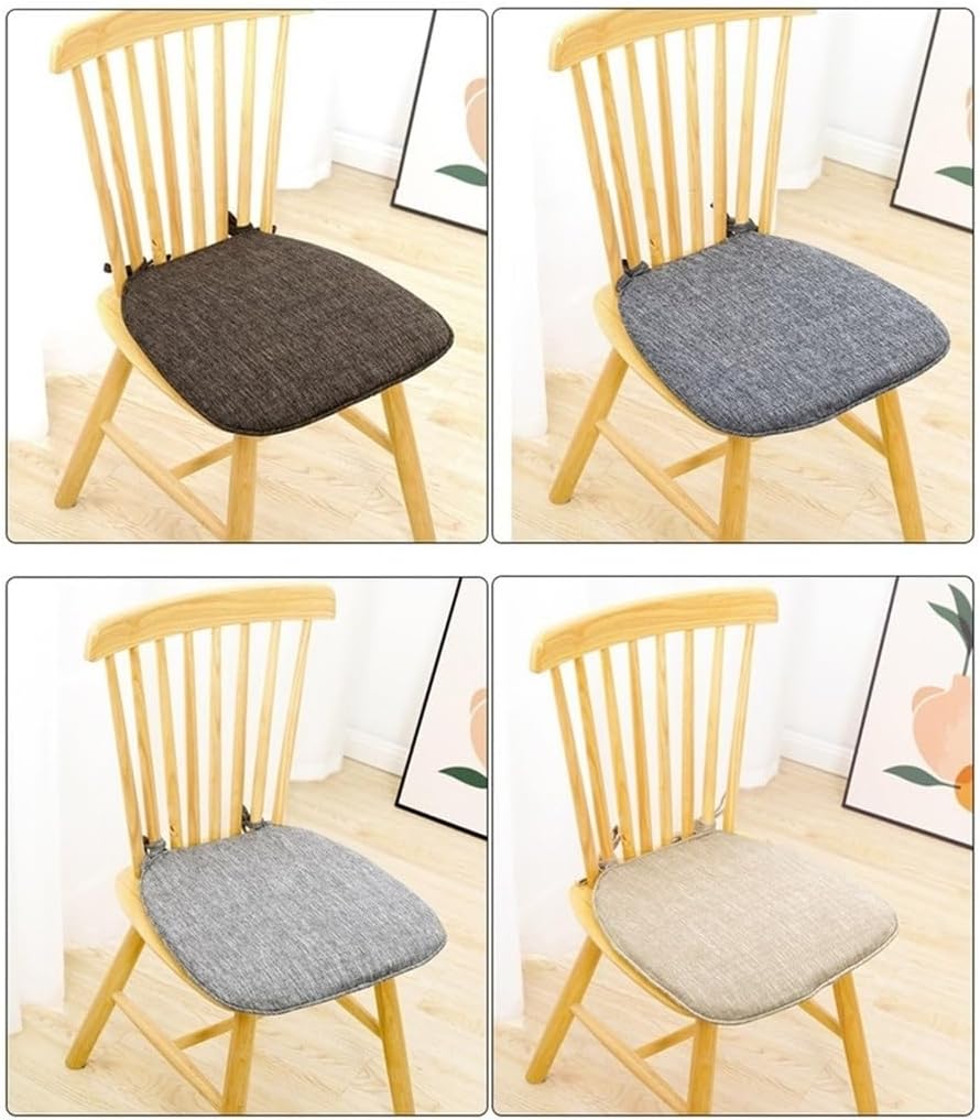 (Set of 6) Dining Room Chair Cushions with Ties, Kitchen Chair Pads with Zipper, Durable Soft Horseshoe Seat Cushion, Non-Slip Cushion - 41x43cm/16x17inch
