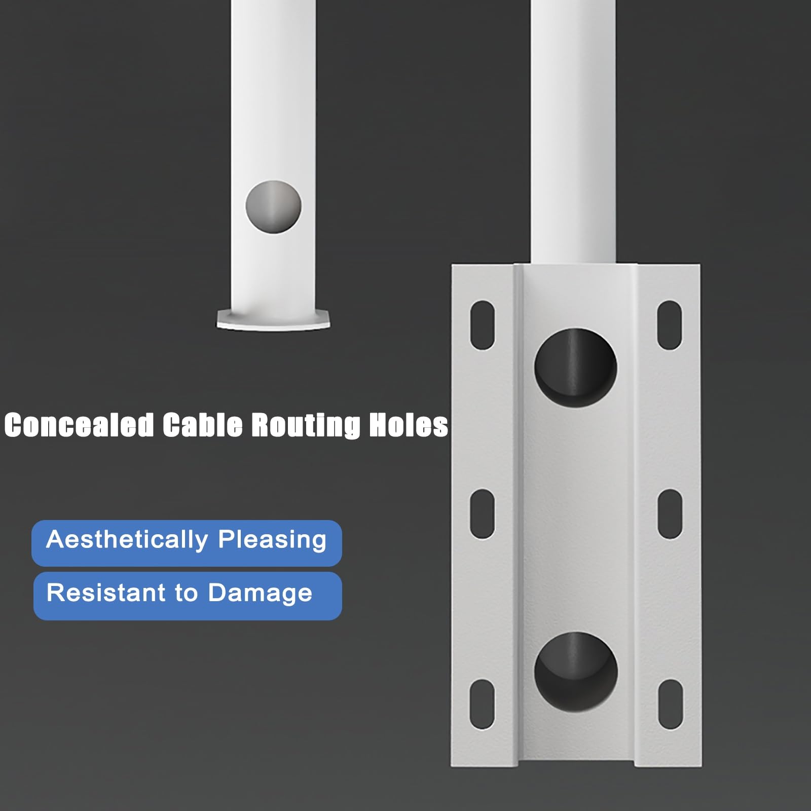 Poste de Montaje de Acero Resistente a la Intemperie para cámaras de Seguridad, Soporte de Pared para una o Dos cámaras, 1,5 Metros/5 pies de Altura, Color Blanco.