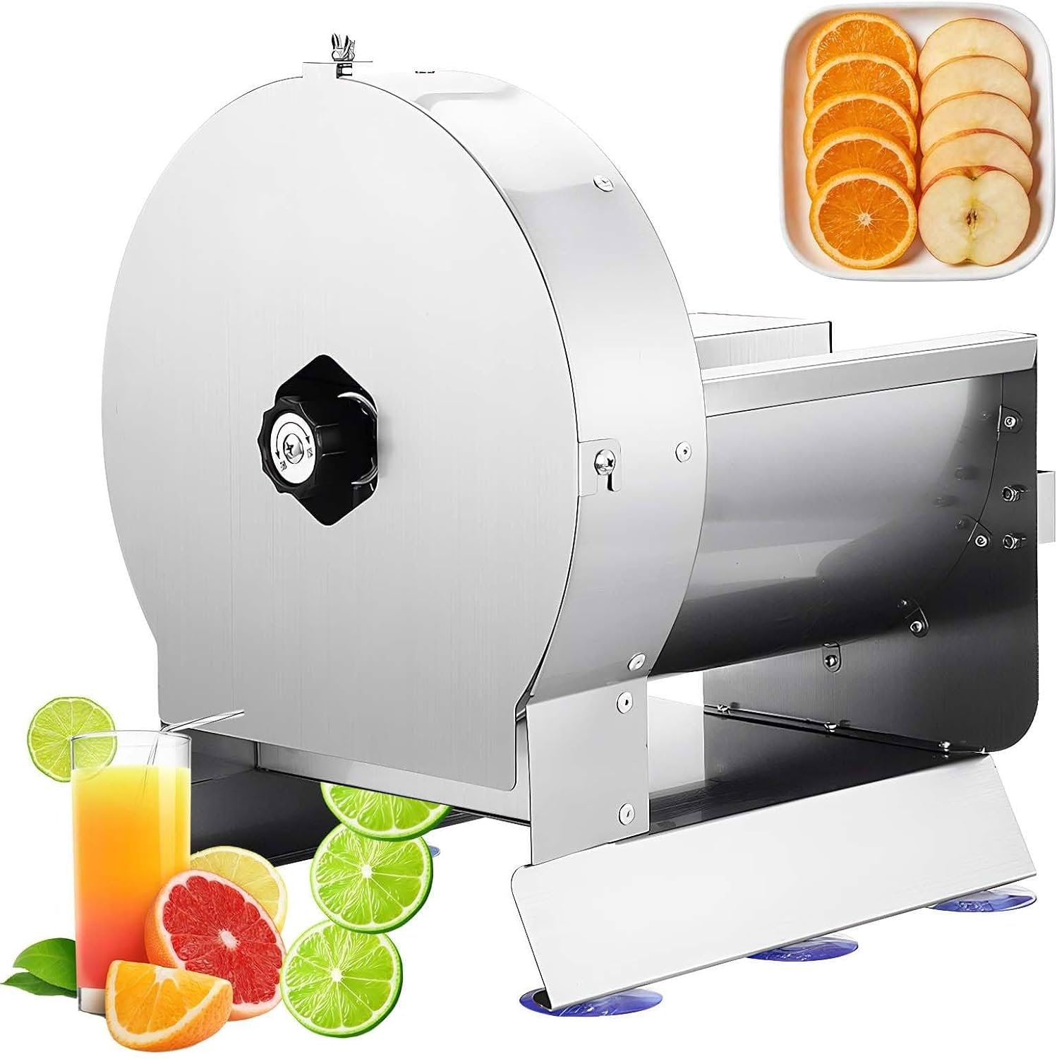 Commercial Vegetable Slicer, 0-12mm Thickness Adjustable Electric Stainless Steel Food Cutter Slicing Machine,Convertible to Manual, Large Feed Port for Potato, Tomato