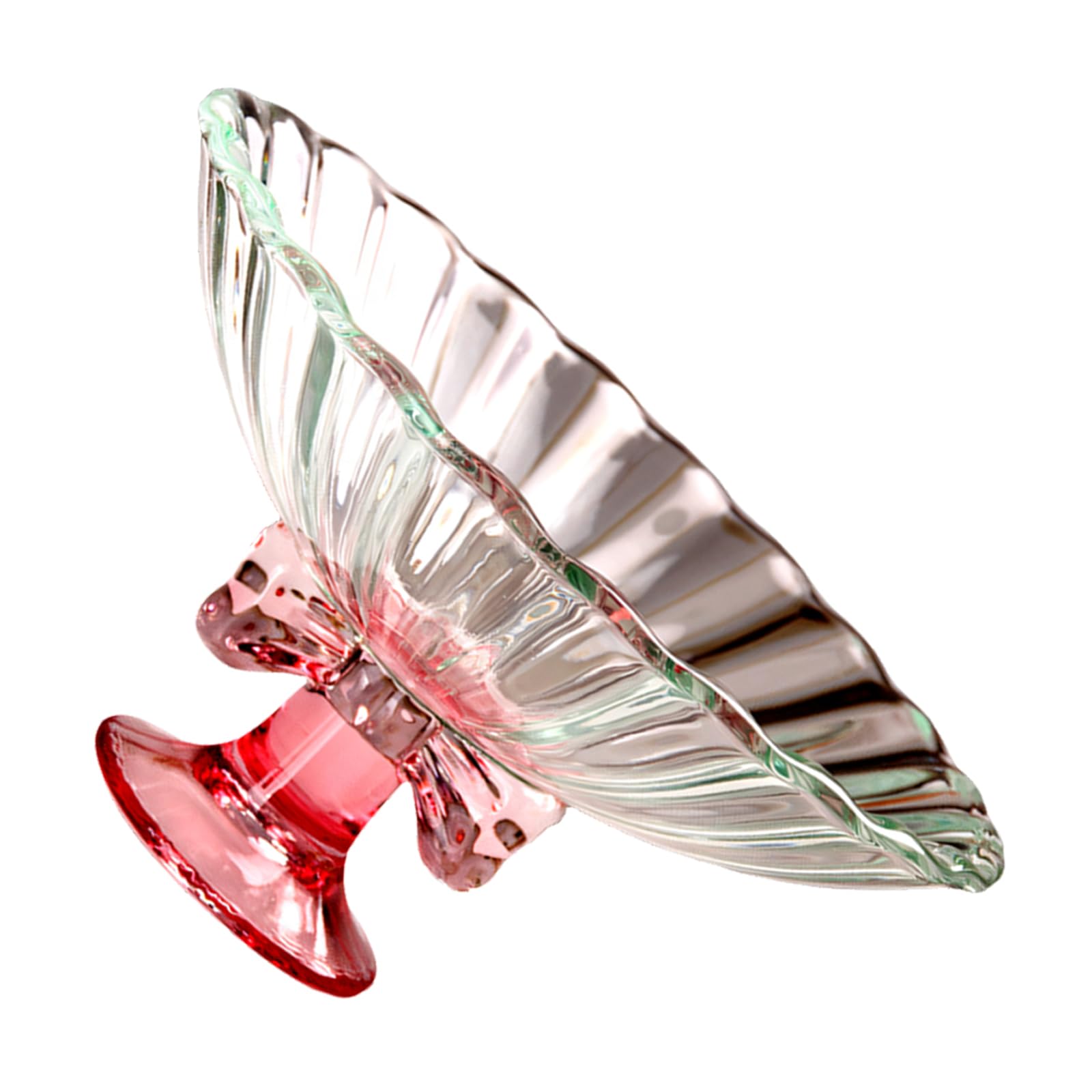 ZEPFJHE Clear Glass Snacks Tray with Delicate Bowknot Embellishment Raised Foot Stand Ideal for Centerpieces High Foot Glass Treat Plate