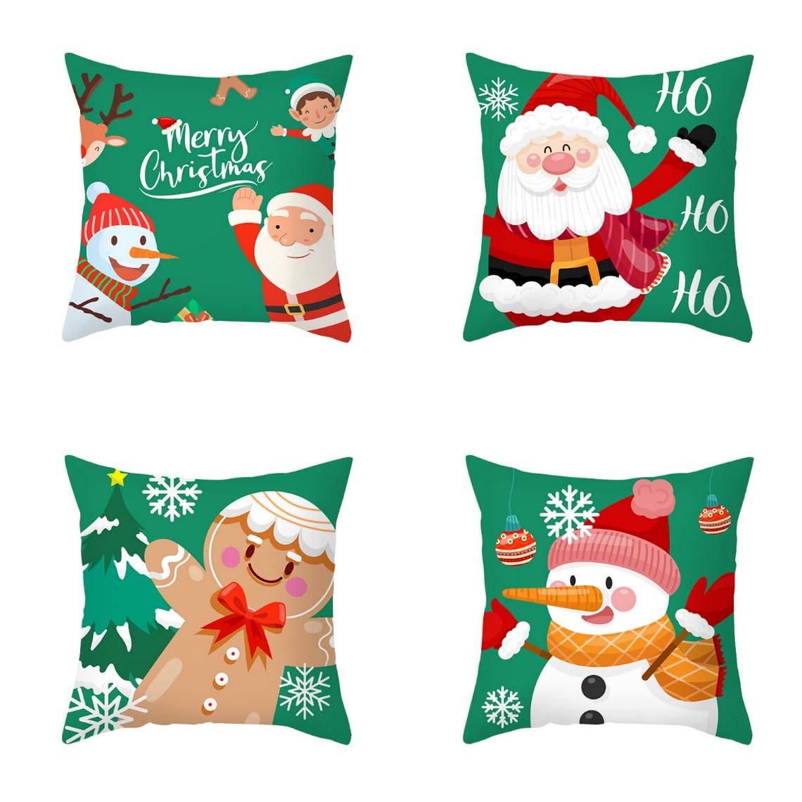 Chenlane Silk Couch Pillow Cover Replacement Cushion Covers Indoor Christmas, Coverscouch Zipper Exquisite Prints 50x50 cm, 4Pcs