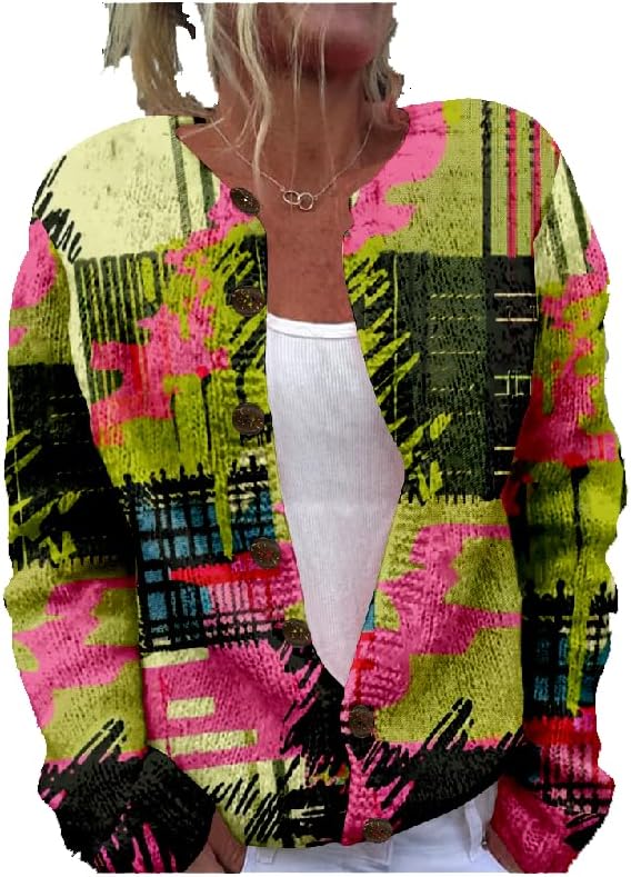 Sweaters for Women Casual Long Sleeve Soft and Comfy Button Down Baggy Slim Fit Knit Heavyweight Cardigan