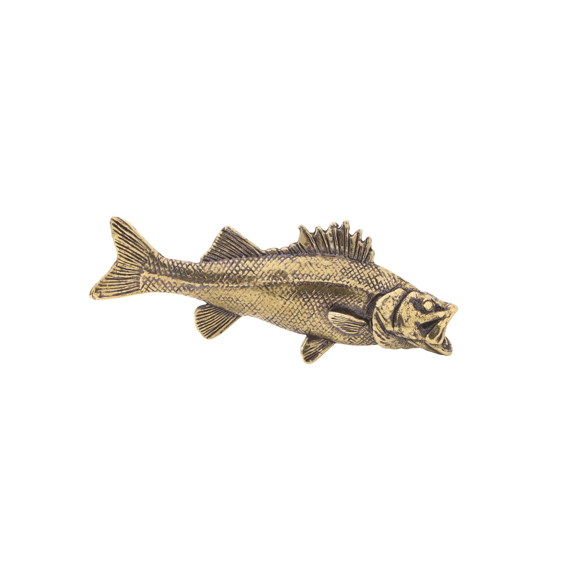 NGDFGR Brass Marine Animal Bass Miniature Statue,Metal Realistic Fish Sculpture Desktop Ornament Home Bonsai Micro Landscape Decr Accessories