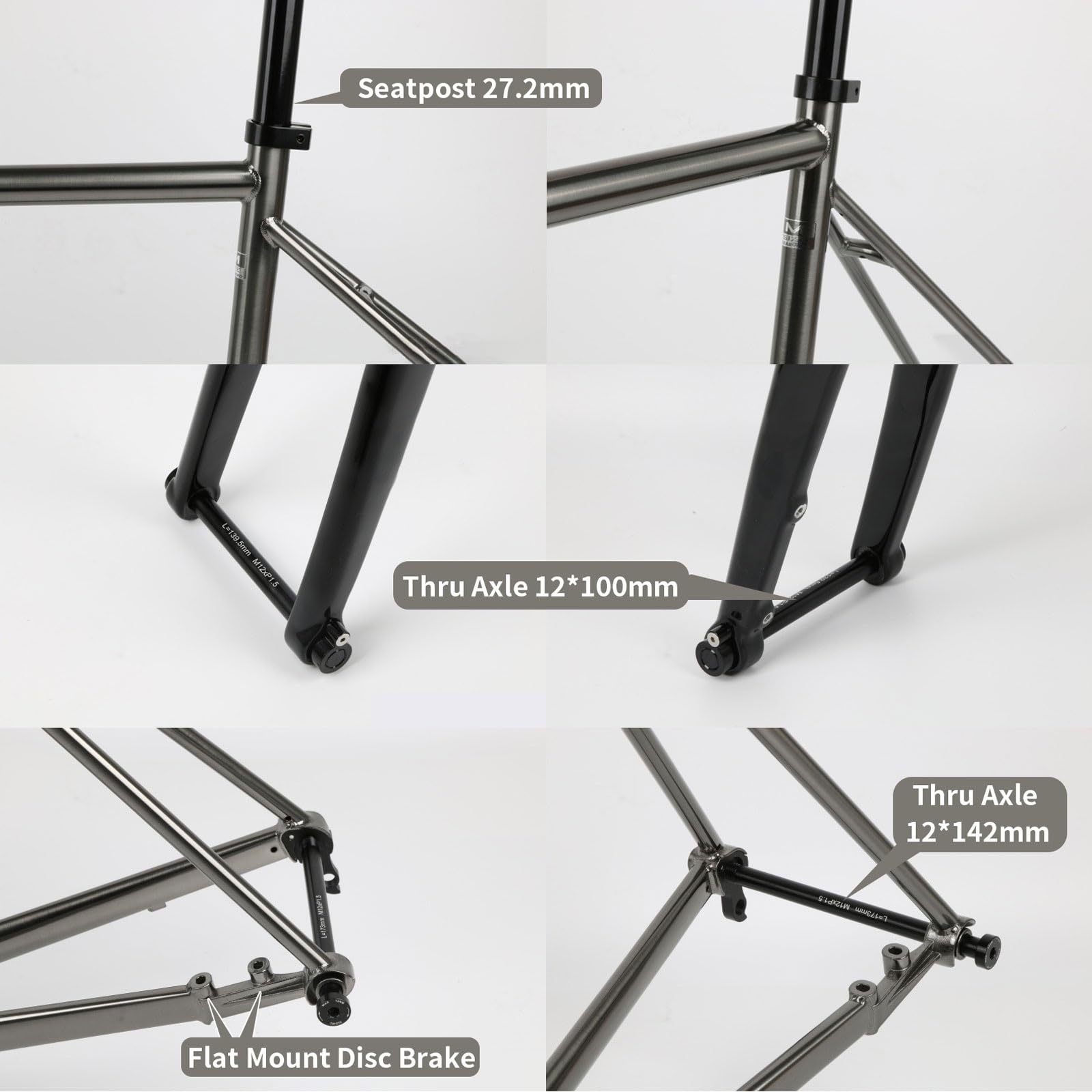 700C Chrom-Molybdän-Stahl Fahrrad Rahmen 44cm 47cm 50cm 53cm 56cm Rennrad Rahmenset Fahrrad Rahmensatz Scheibenbremse Rahmen Steckachsenrahmen F12*100MM R12*142MM BSA BB68mm(Brushed Silver,44cm)