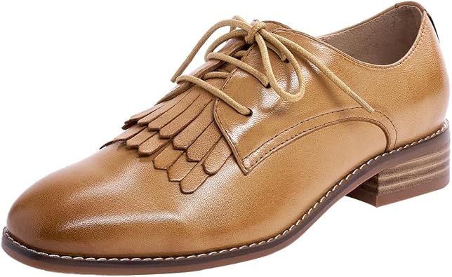Mona flying Womens Dress Oxfords Derby Lace up Leather Flat Office Shoes