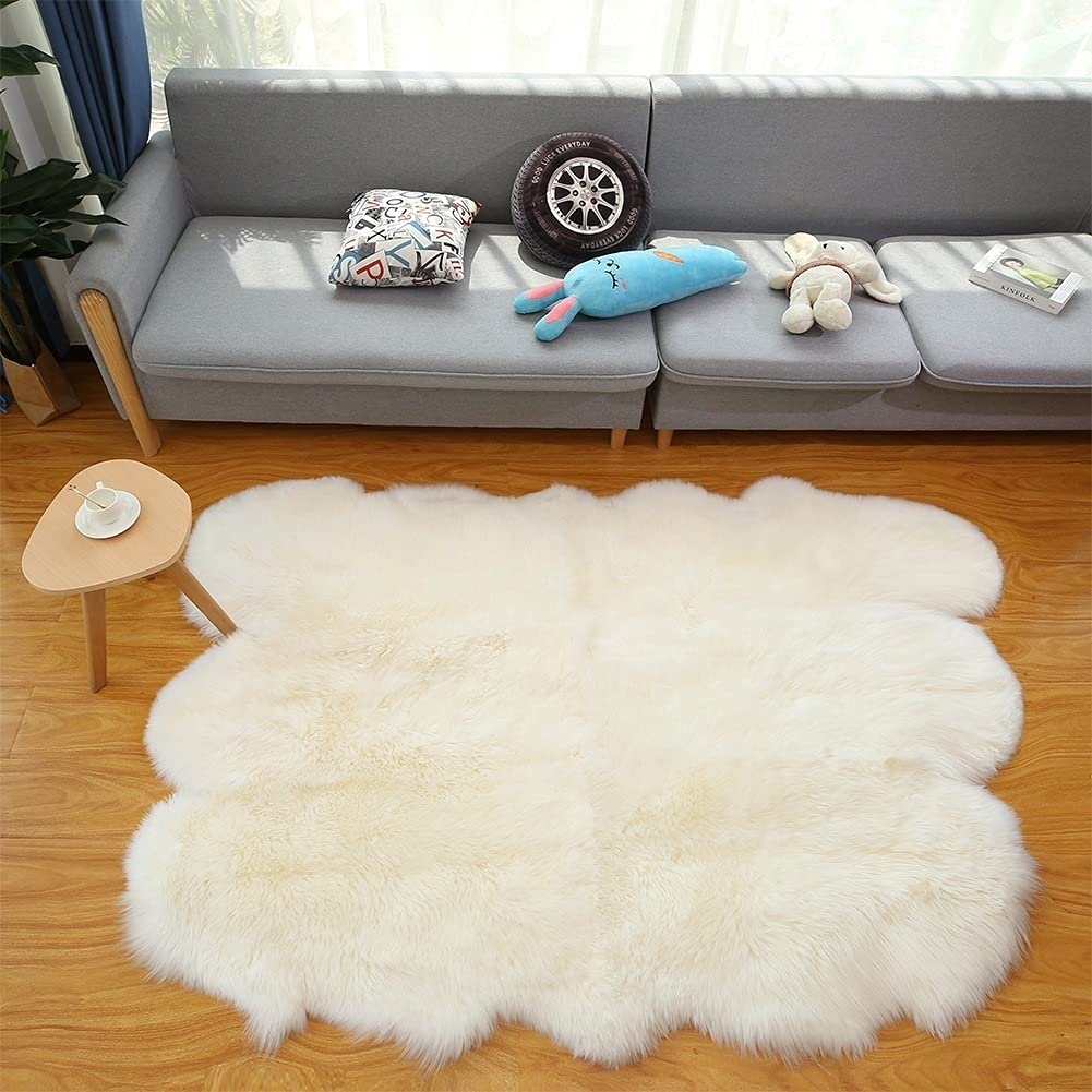 Véritable tapis en peau de mouton grand tapis en peau de mouton véritable pour salon chambre à coucher (150 x 200 cm) (4,9 x 6,1,5 m) (couleur : 4)