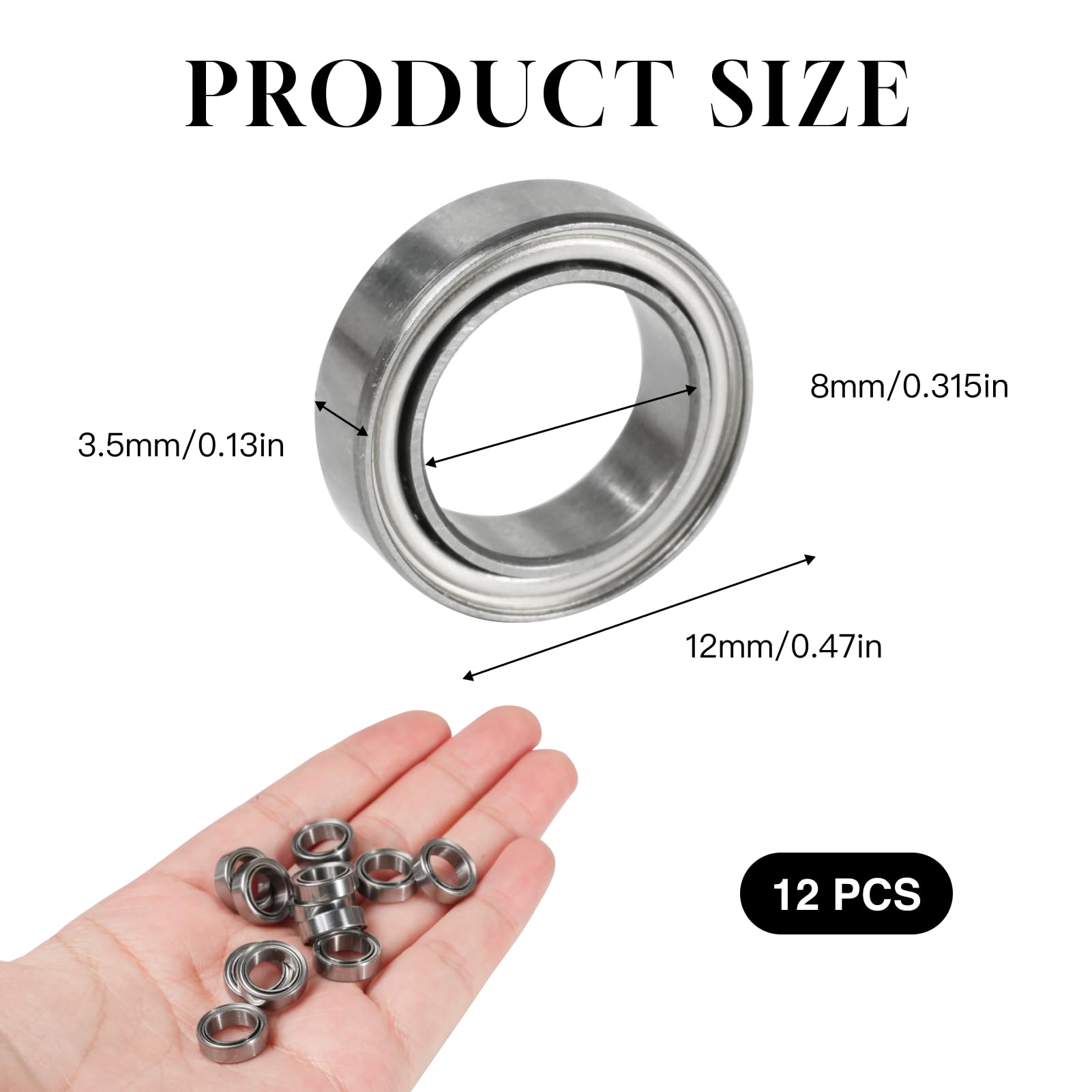 12pcs MR128-2RS Roulements à Billes 8 mm x 12 mm x 3,5 mm, Double Protection, Roulements à Gorge Profonde pour DIY, Mini-Roulements, Tours, Moteurs, Imprimantes 3D, Fraiseuses et Appareils Mécaniques