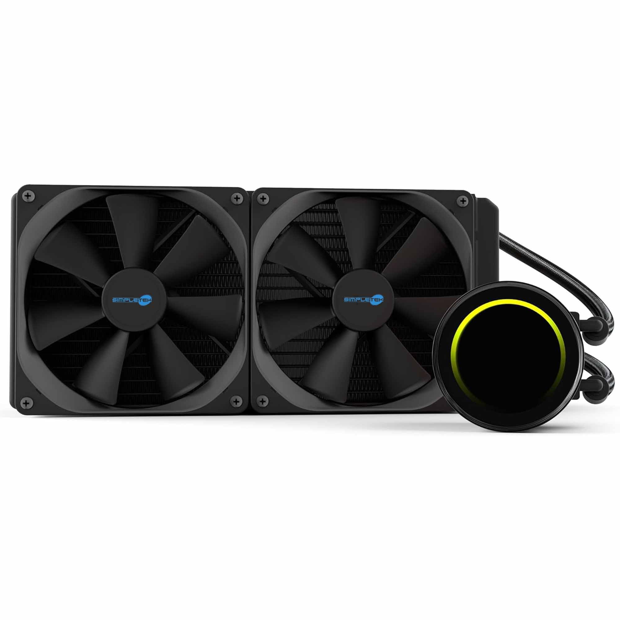 SIMPLETEK - Dissipatore RGB AIO 280mm - per AM4 AM5 (Ricondizionato) | Dissipatore liquido 280mm, RGB, PWM, 2 ventole 140mm, radiatore alluminio, pompa 2800RPM, AM4 AM5