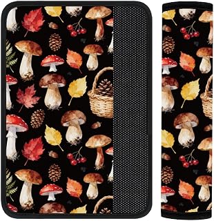 2Pcs Seat Belt Cover Pad 11 Inch Long Seat Belt Cushion Soft Comfort Shoulder Strap Protector Neck Pad Auto Accessory Decoration for Car Truck SUV Bag Backpack Autumn Mushroom Pinecone