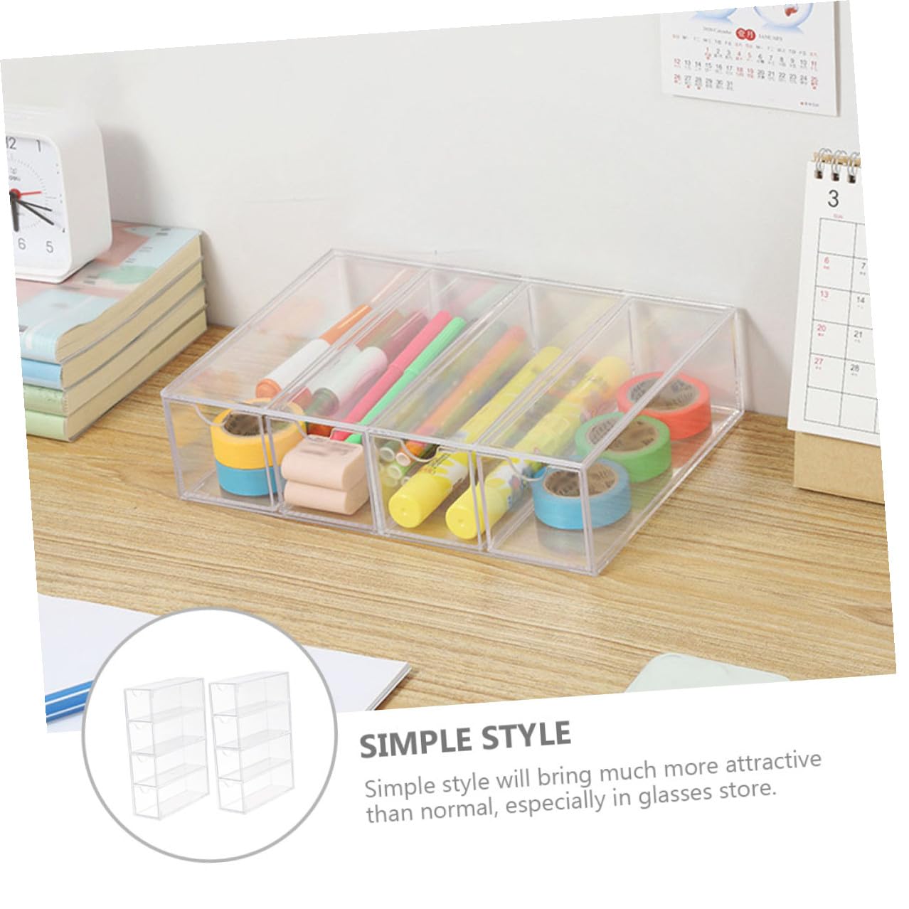 TEHAUX Caja para Gafas de Sol Acrílica Transparente 4 Capas Organizador Multifuncional para Escritorio 2 Unidades Almacenaje Compacto
