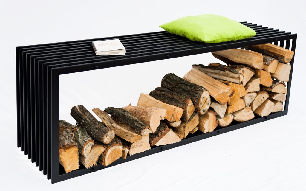 Kaminholzständer Bank D-Stil 150 cm Kaminholzregal 10104 Holzkorb Kaminholzhalter