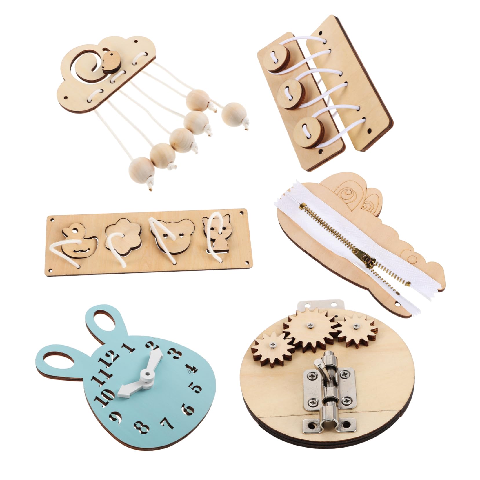 6 Tableros Montessori de Madera para Niños Pequeños Actividades Sensoriales para Desarrollar Motricidad Fina y Habilidades de Observación en Familia o Escuela