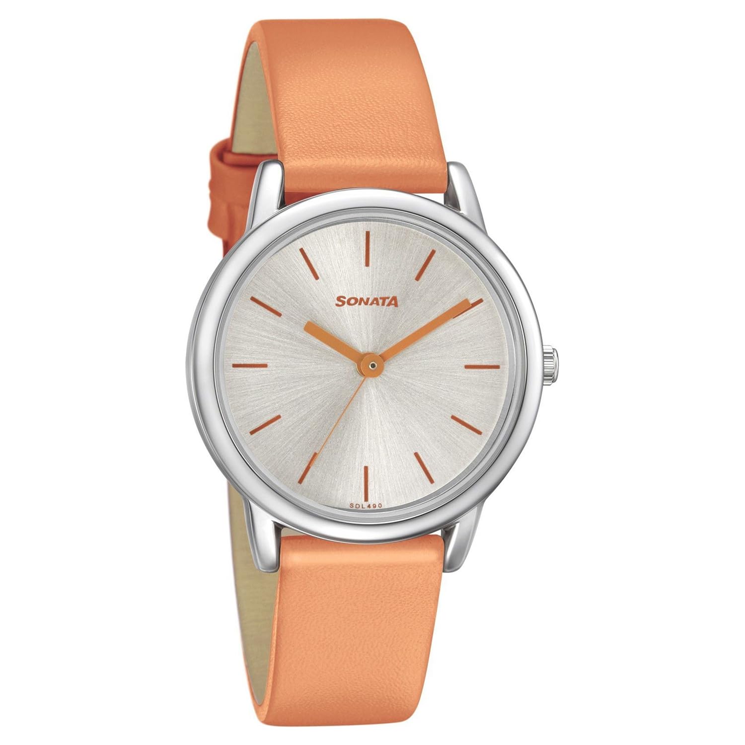 Excl Fkt Plain 3 Hands Silver Round Dial Orange A1Leather Strap Women's Watch - 8172SL04-image-45