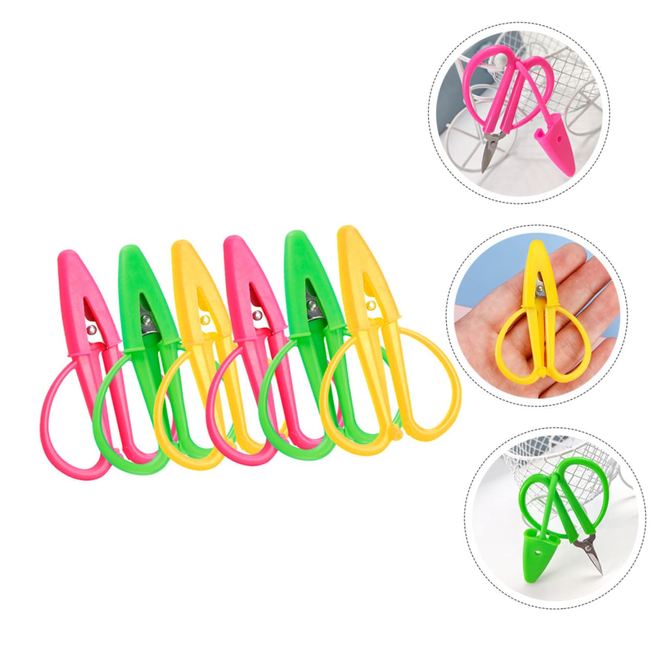 STOBOK 12piezas Tijeras De Costura Pequeñas De Seguridad Con Cubierta De Mini Tijeras Para Viaje Para Bordado y Manualidades