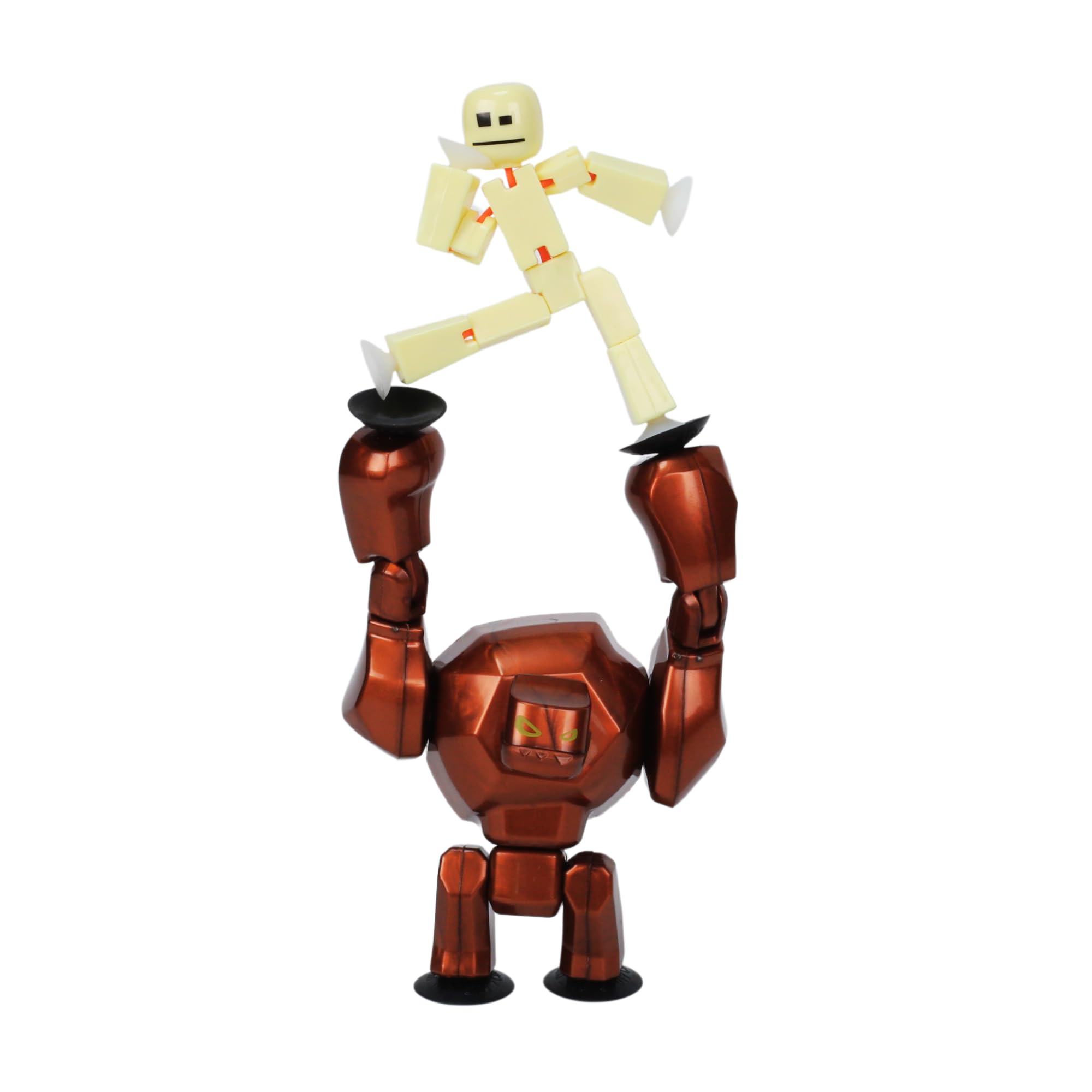 Zing StikBot & Mega Monster Stop-Motion Animation Pack  Exclusive Figure, Creative Toy for Kids Age 4+ (Bronze + Butter Yellow)