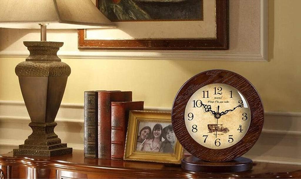 Retro Desk Clock Retro Table Clock/Deskclock -European Solid Wood Clock Simple Living Room Silent Table Clock Modern Bedroom Creative Pendulum Clock Table Clock (Size : 18 * 13 * 19.5cm/8in)