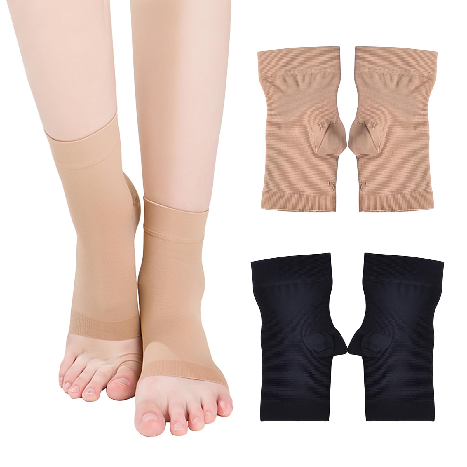 2 Paia Calze a Compressione Medicale della Caviglia per Donne e Uomo, 20-30 mHg Supporta Calzini a Compressione Calze per Gonfiore a Fasite Plantare Sport Neuropatia (L)