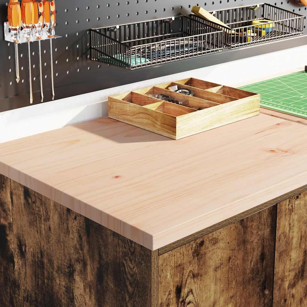 Garagenschrank Räuchereiche 60x51x85 cm Werkzeugschrank mit Massivholz Kiefer Arbeitsplatte, Stabiler Aufbewahrungsschrank mit 2 Fächern für Werkstatt, Garage und Keller