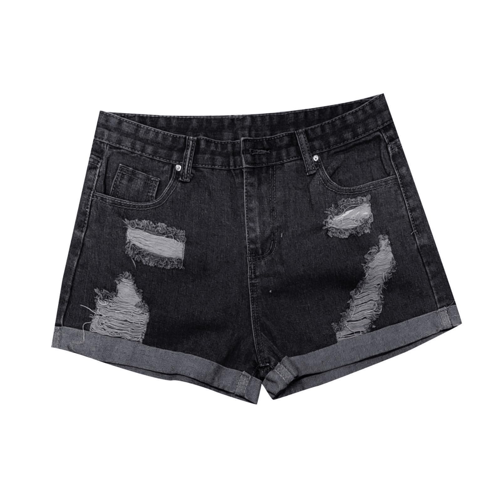 Short Jean Femme Boyfriend Décontracté Été Large Confortable Denim Élastique Taille Moyenne Y2K Trous Jeans Shorts