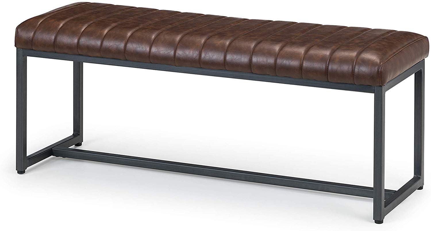 Julian Bowen Brooklyn Upholstered Bench, Brown, Height: 47, Width: 121, Depth: 41cm